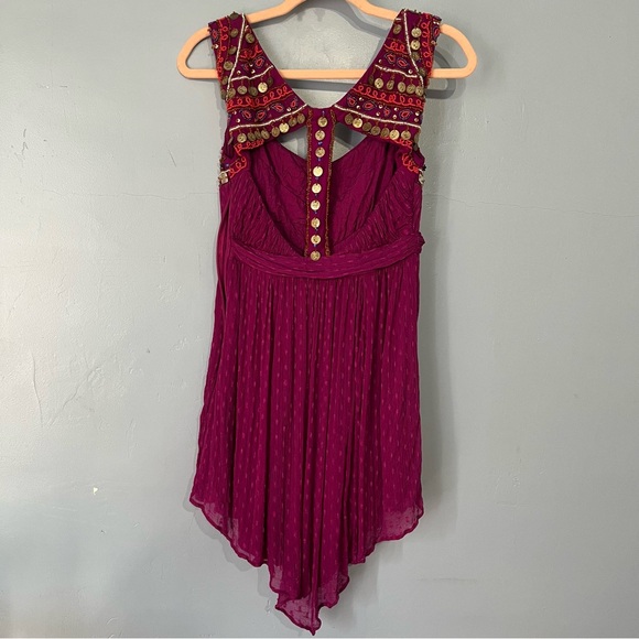 Free People Jeweled Chevron Fuchsia Dress - Picture 13 of 15